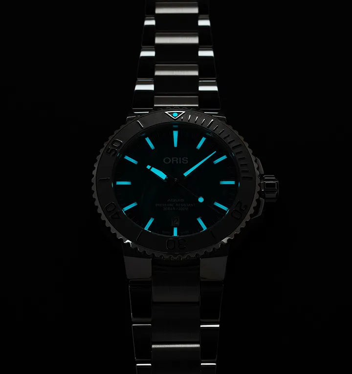 Oris X Bracenet Watch with Green Dial, 36.5mm