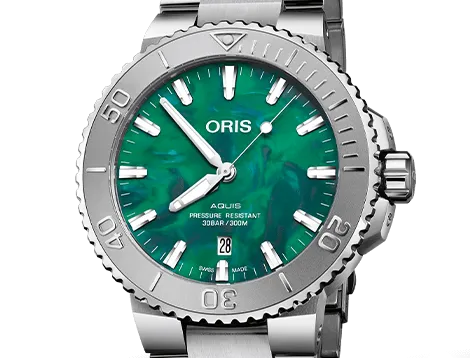 Oris X Bracenet Watch with Green Dial, 36.5mm