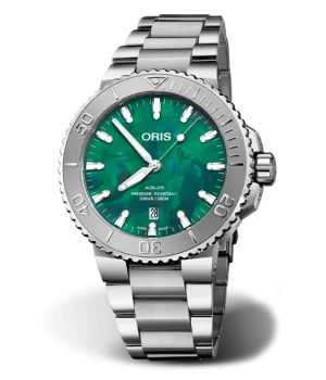 Oris X Bracenet Watch with Green Dial, 36.5mm