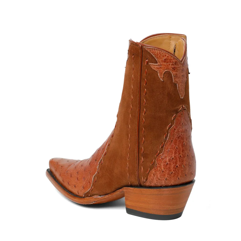 Ostrich Ankle Zipper - Brandy