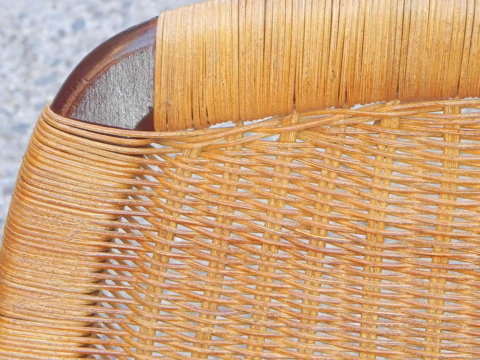 Pair Danish Modern Teak Floating Caned Back Chairs
