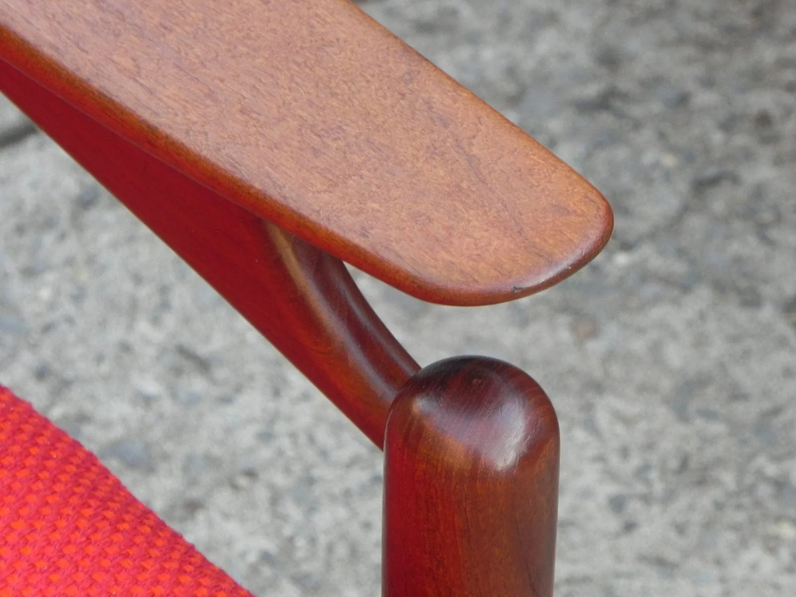Pair Danish Modern Teak Floating Caned Back Chairs