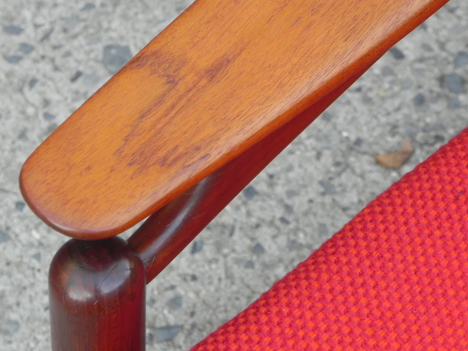 Pair Danish Modern Teak Floating Caned Back Chairs