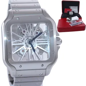 PAPERS NEW 2020 Cartier Santos SKELETON 40mm Manual Steel Watch Box
