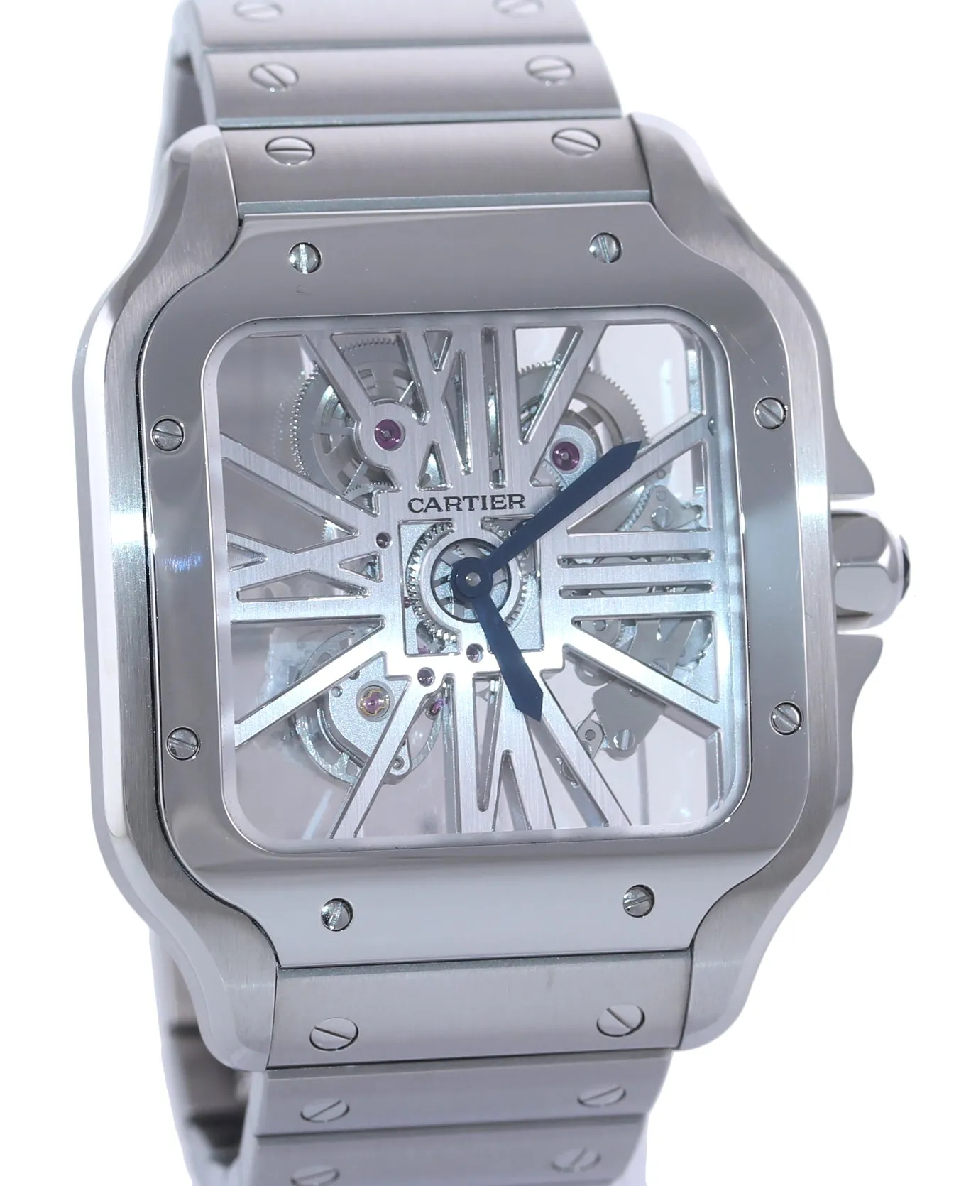 PAPERS NEW 2020 Cartier Santos SKELETON 40mm Manual Steel Watch Box