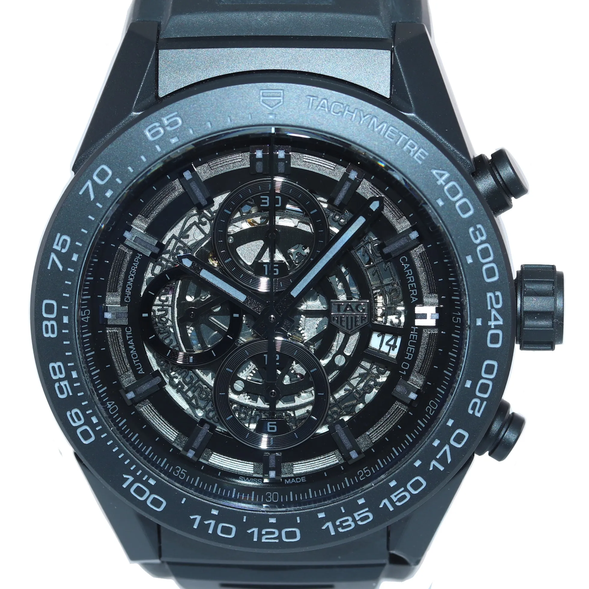 PAPERS TAG Heuer Carrera Skeleton Chronograph Black Ceramic Auto 45mm CAR2A91
