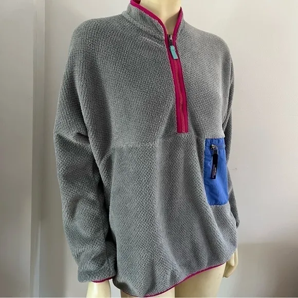 PATAGONIA WOMEN'S RE-TOOL 1/2 ZIP PULLOVER  FLEECE GREY FLOAT BLUE L