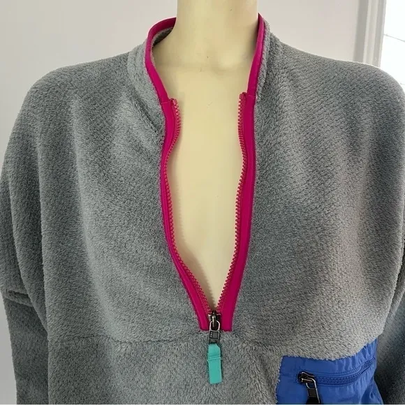 PATAGONIA WOMEN'S RE-TOOL 1/2 ZIP PULLOVER  FLEECE GREY FLOAT BLUE L