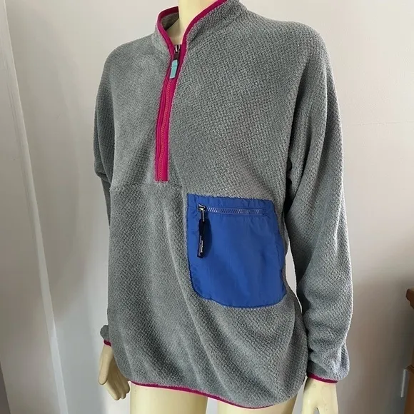 PATAGONIA WOMEN'S RE-TOOL 1/2 ZIP PULLOVER  FLEECE GREY FLOAT BLUE L