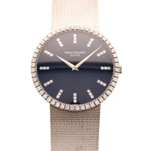Patek Philippe White Gold Calatrava Ref. 3588 with Original Diamond Bezel