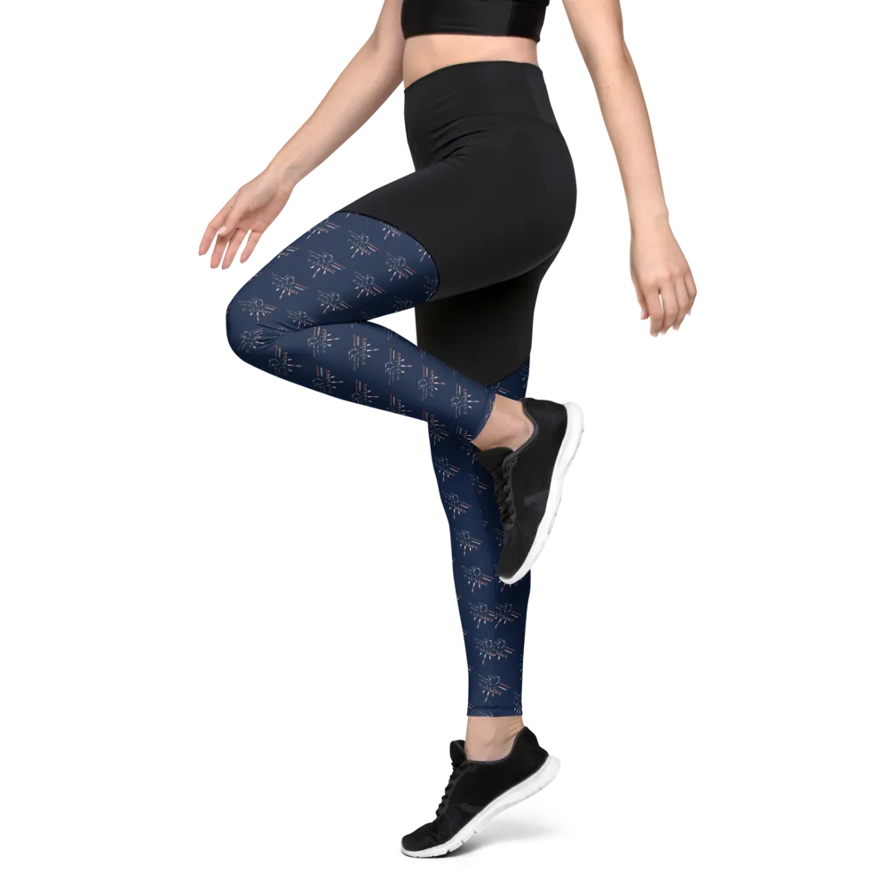 Patriot Eagle Logo RWB Flag Sports Leggings