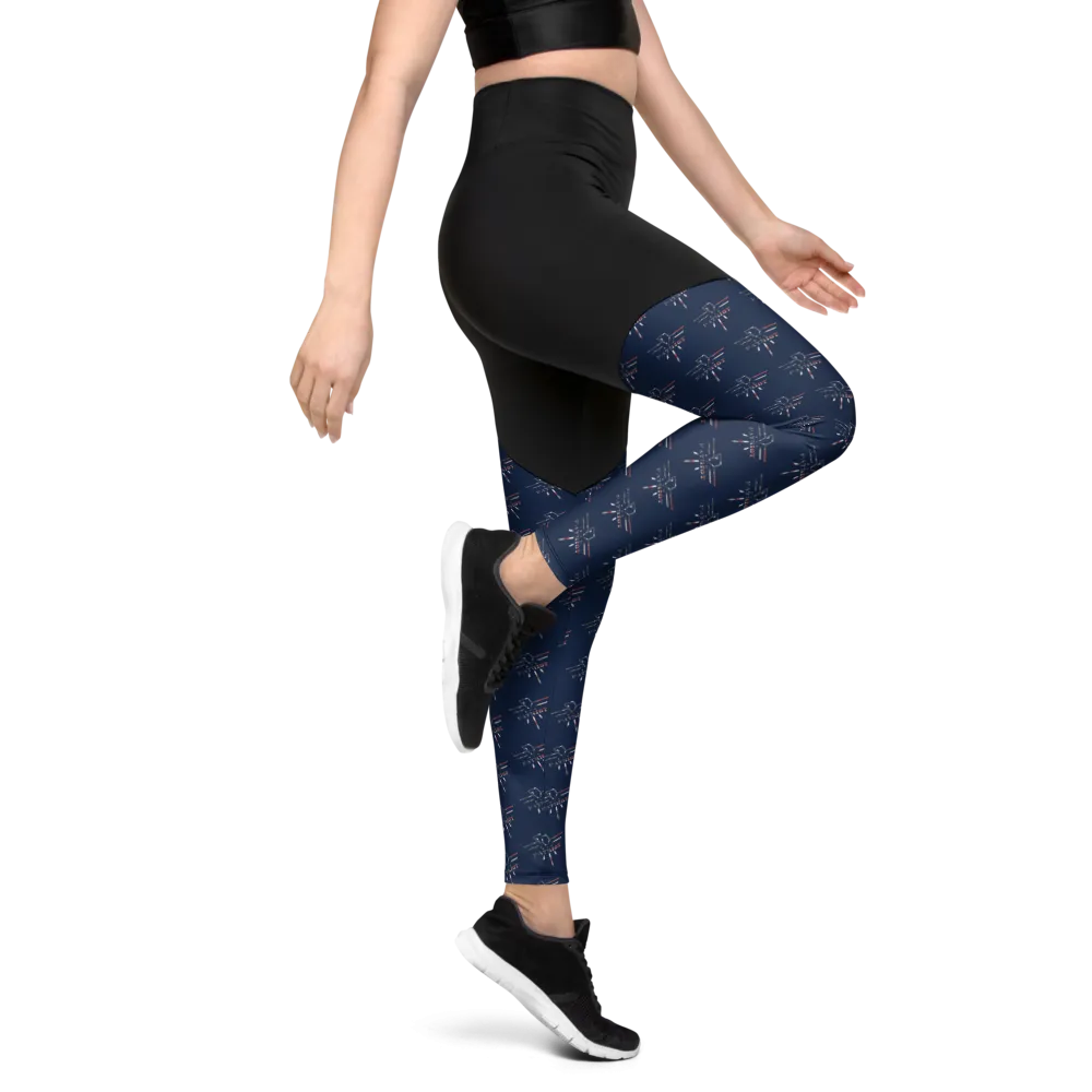 Patriot Eagle Logo RWB Flag Sports Leggings