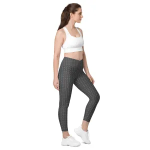 Patriot White Eagle Grey Crossover Leggings with Pockets
