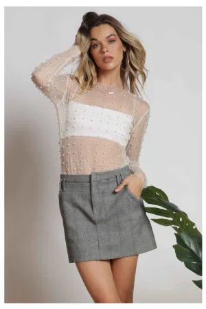 Pearls & Beads Mesh Layering Top