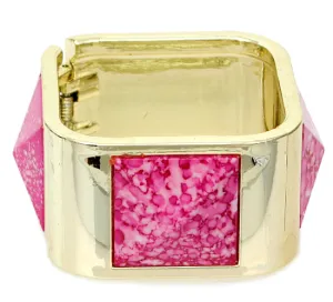Pink Spotted Pyramid Hinged Bracelet