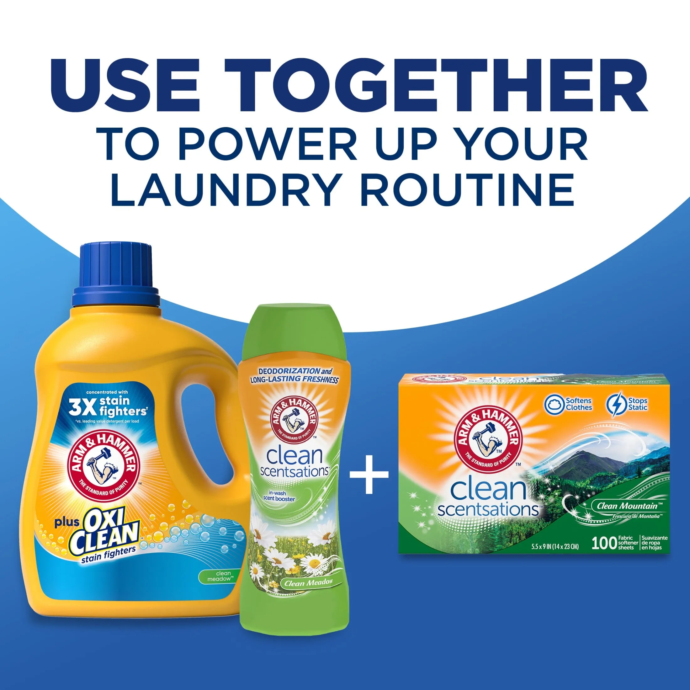 plus Oxiclean Clean Meadow, 77 Loads Liquid Laundry Detergent, 100.5 Fl Oz