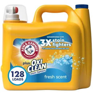 plus Oxiclean Stain Fighters Liquid Laundry Detergent, Fresh Scent, 128 Loads