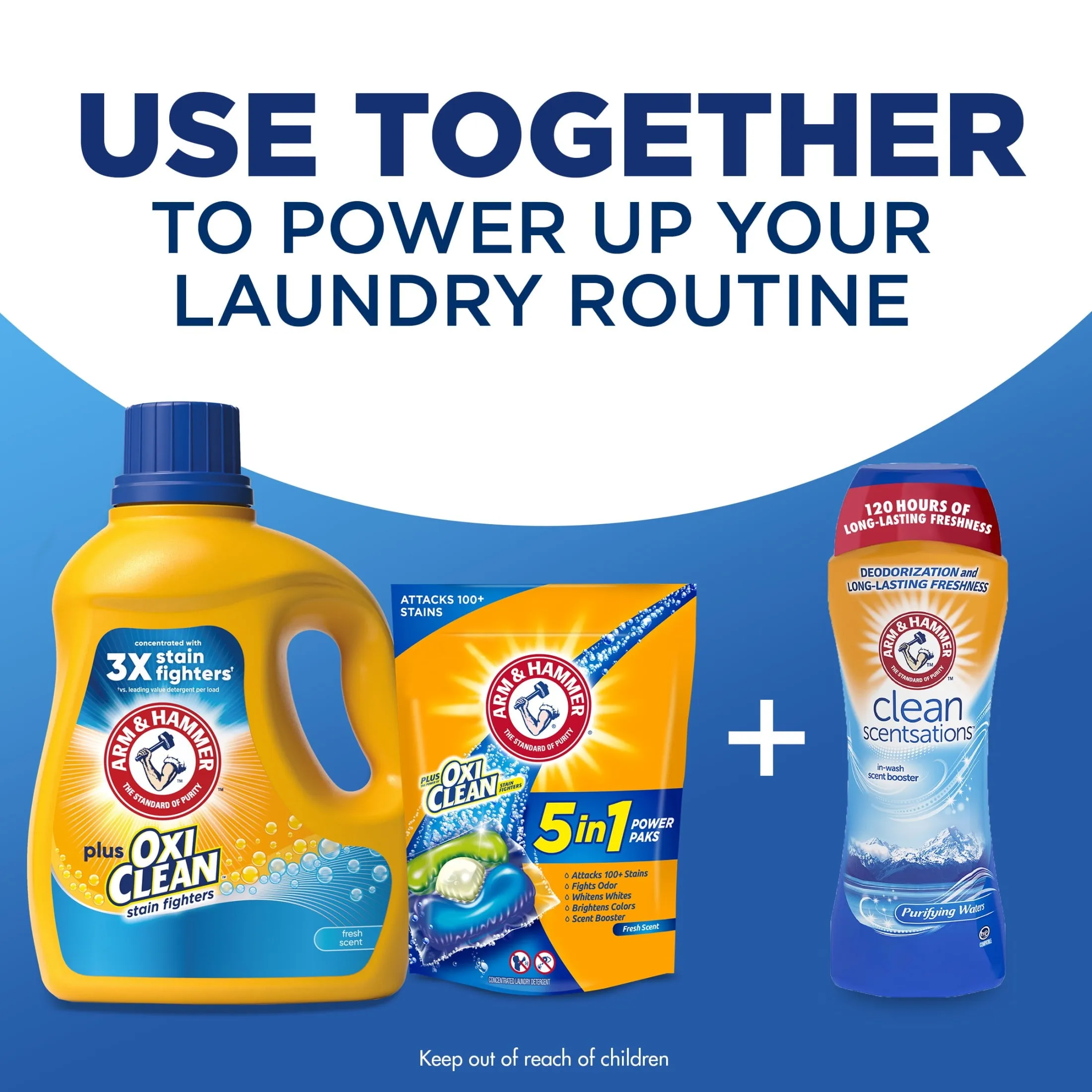 plus Oxiclean Stain Fighters Liquid Laundry Detergent, Fresh Scent, 128 Loads