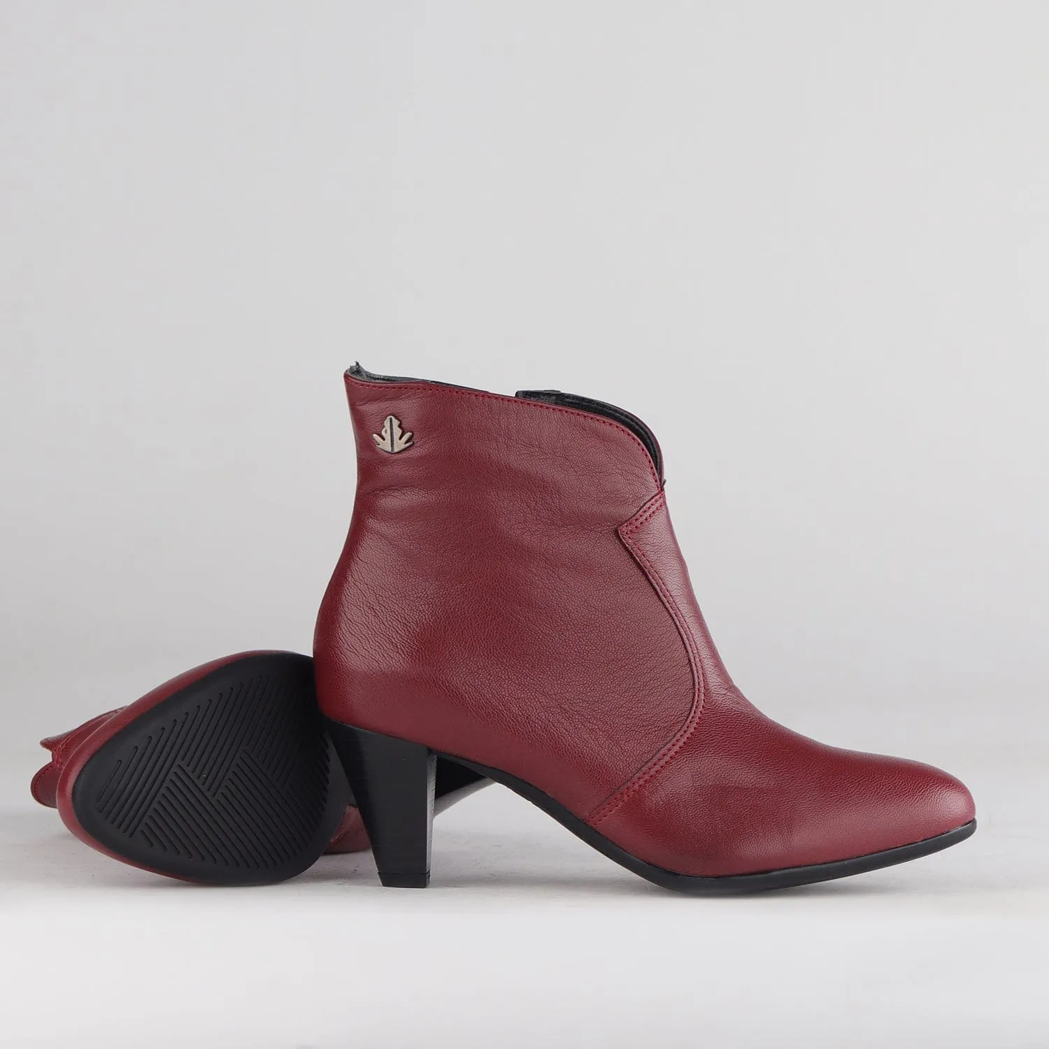 Pointed Ankle Boot in Red - 12528