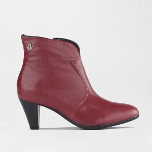 Pointed Ankle Boot in Red - 12528