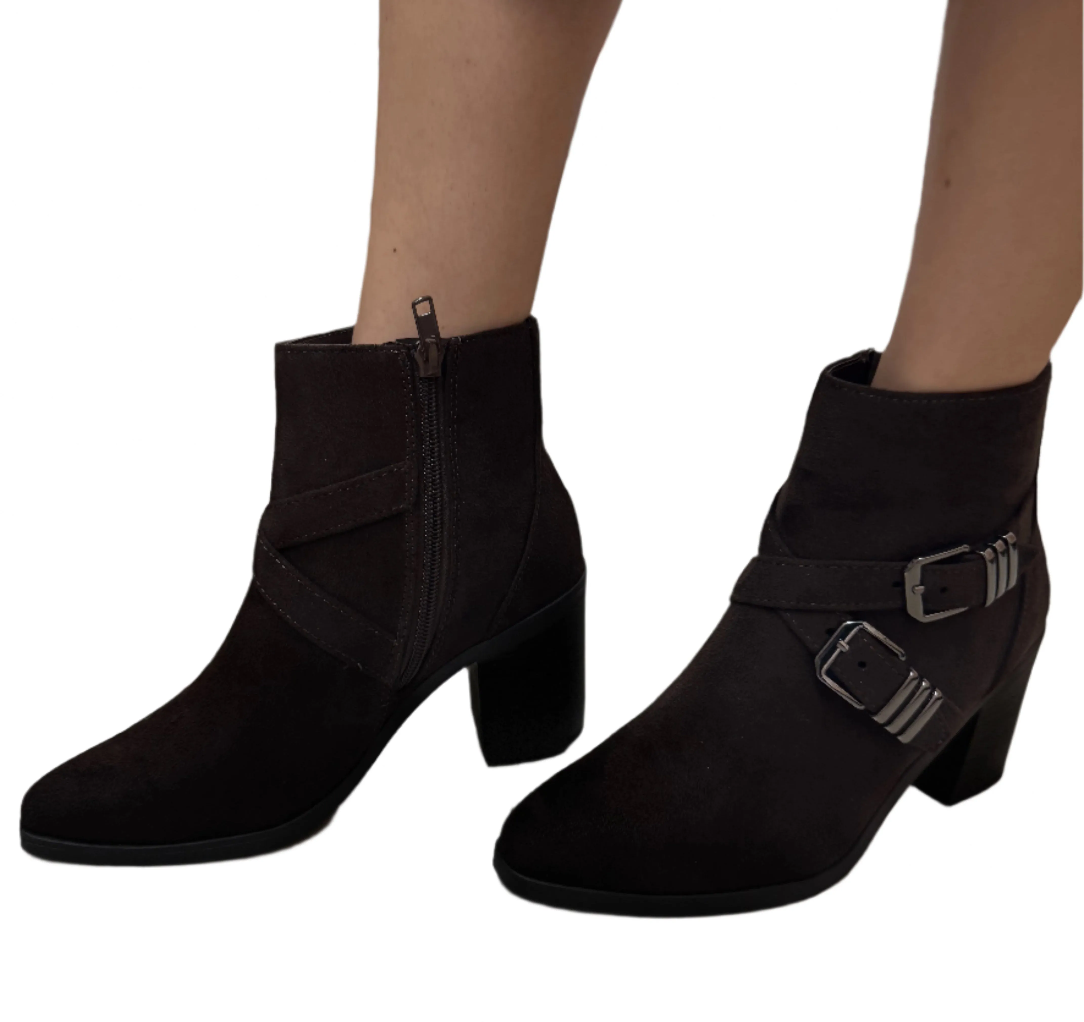 POINTED TOE ANKLE BOOT WITH BLOCK HEEL AND BUCKLE DETAIL JUNO-S