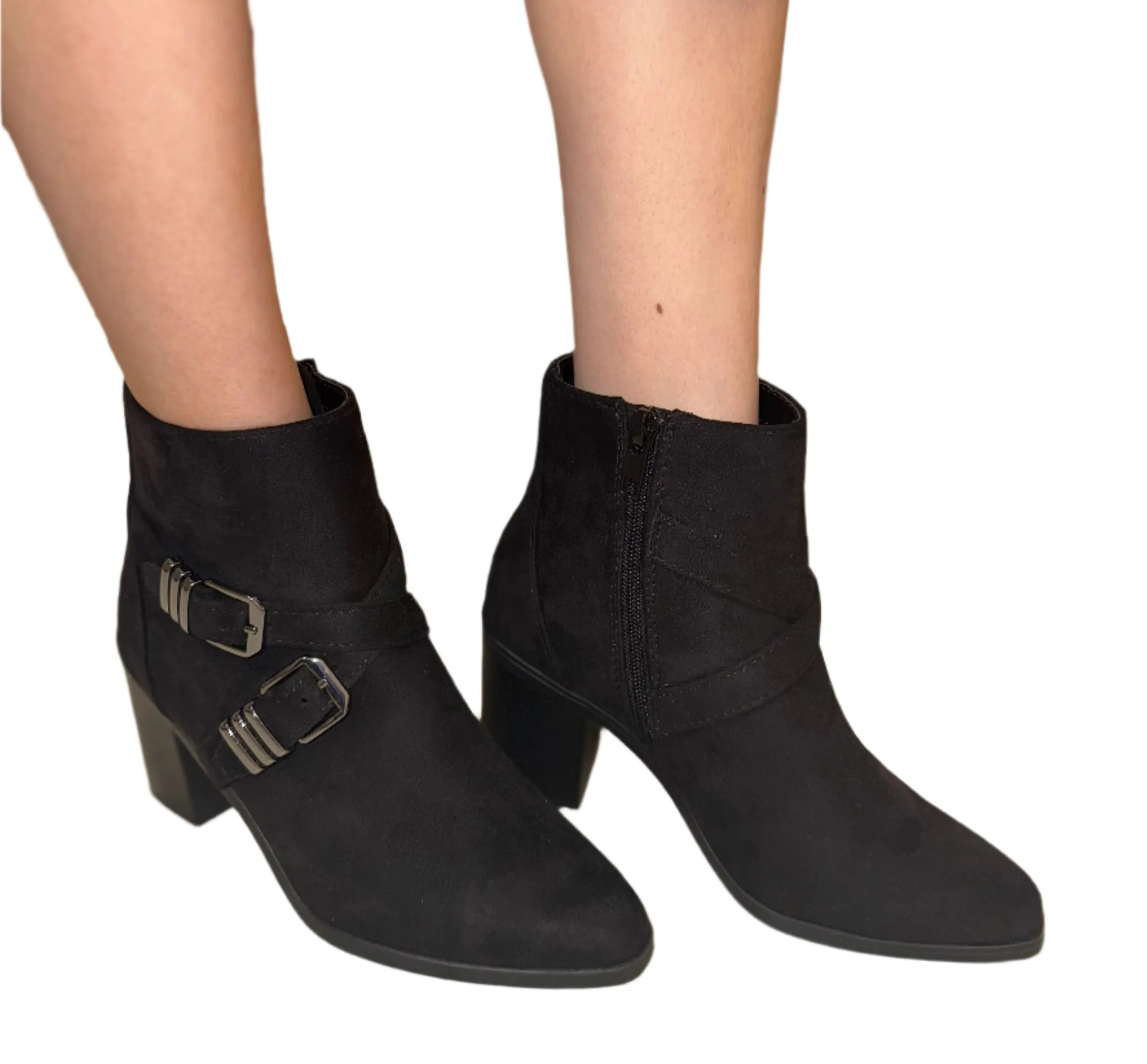 POINTED TOE ANKLE BOOT WITH BLOCK HEEL AND BUCKLE DETAIL JUNO-S
