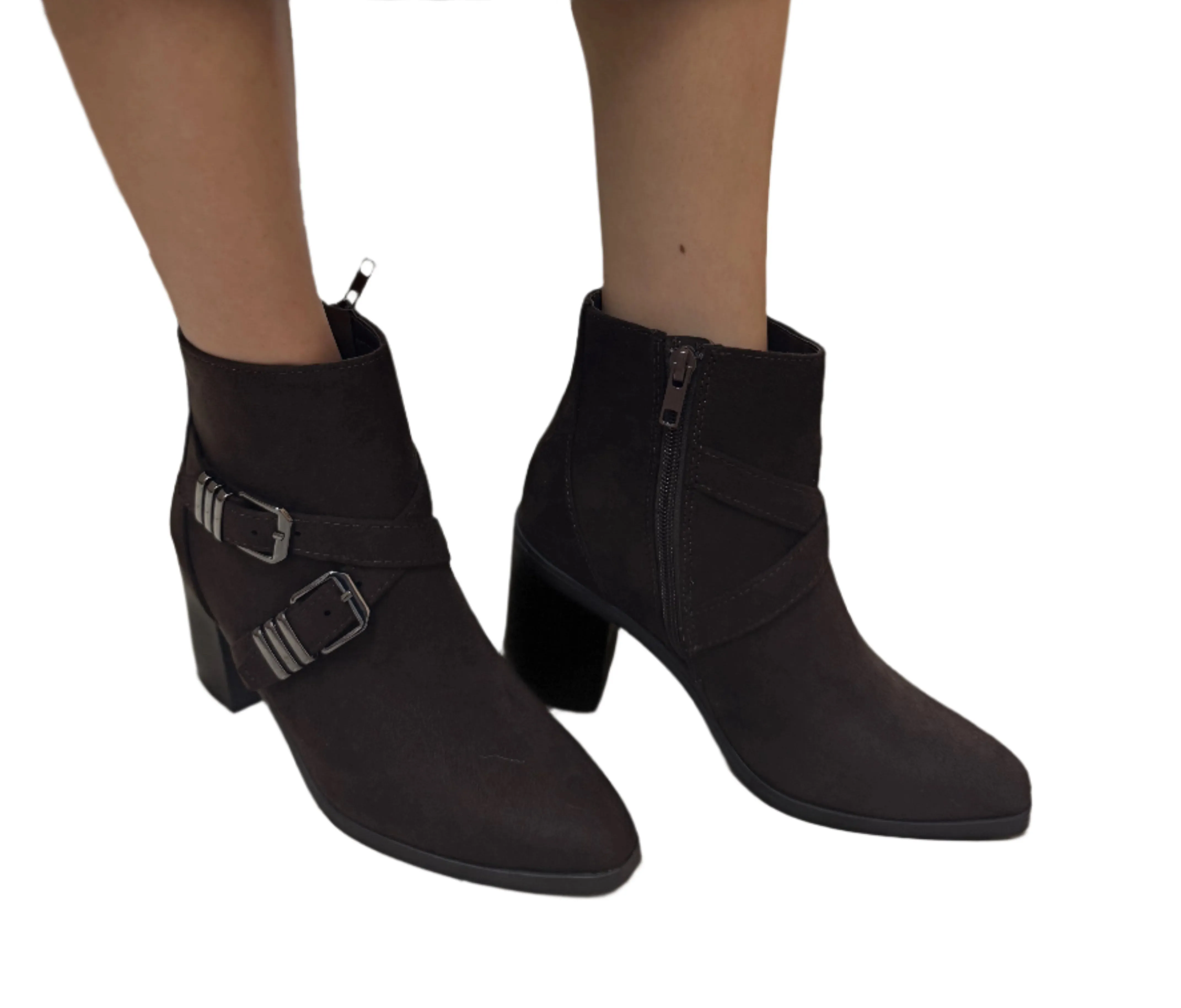 POINTED TOE ANKLE BOOT WITH BLOCK HEEL AND BUCKLE DETAIL JUNO-S