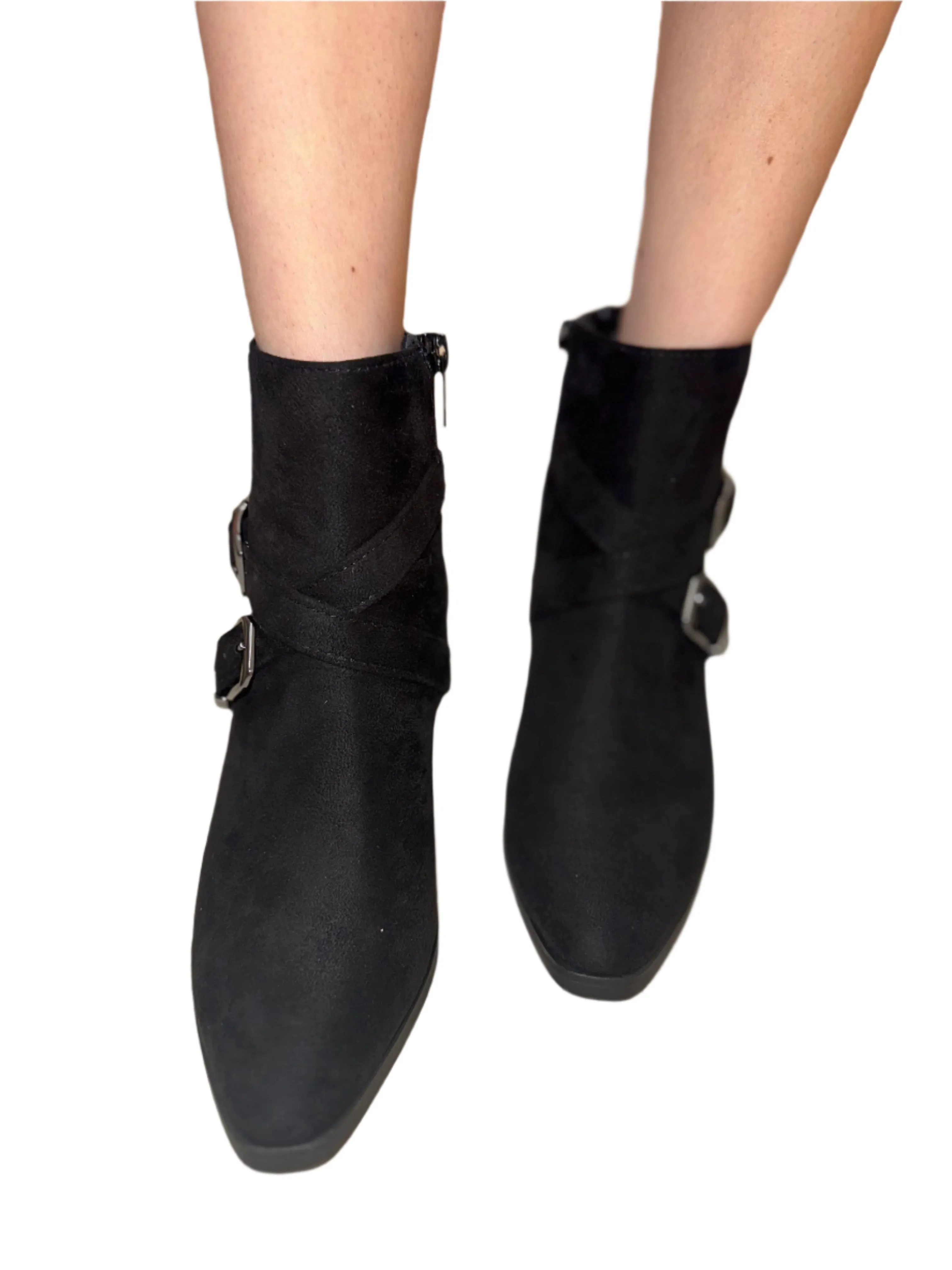 POINTED TOE ANKLE BOOT WITH BLOCK HEEL AND BUCKLE DETAIL JUNO-S