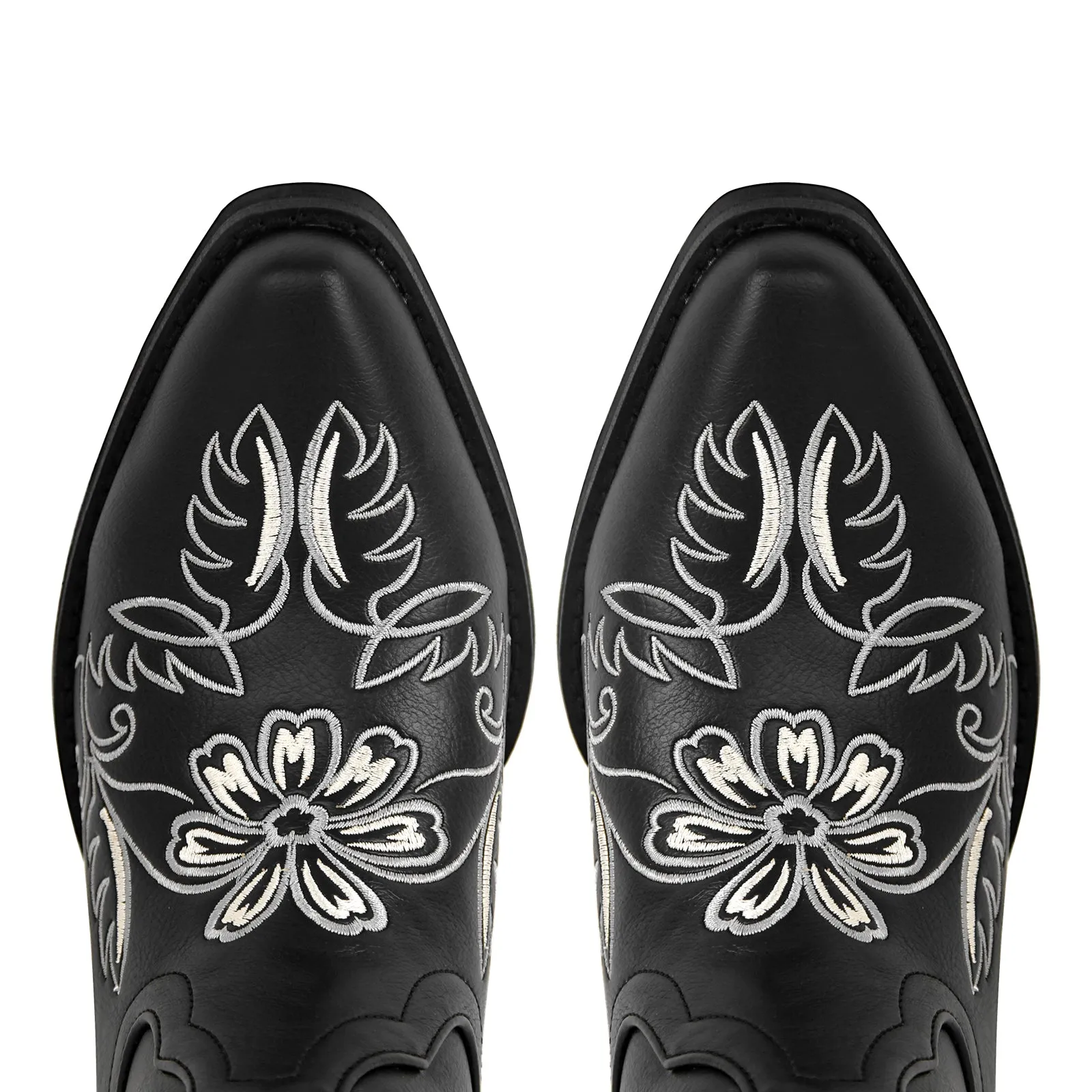 Pointed Toe Embroidery Western Ankle Boots