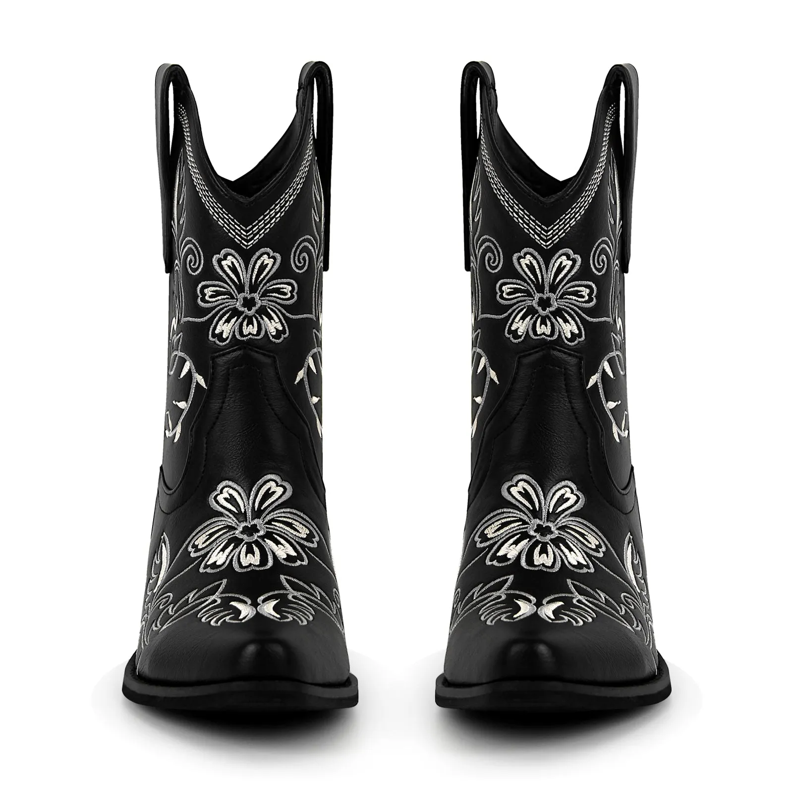 Pointed Toe Embroidery Western Ankle Boots