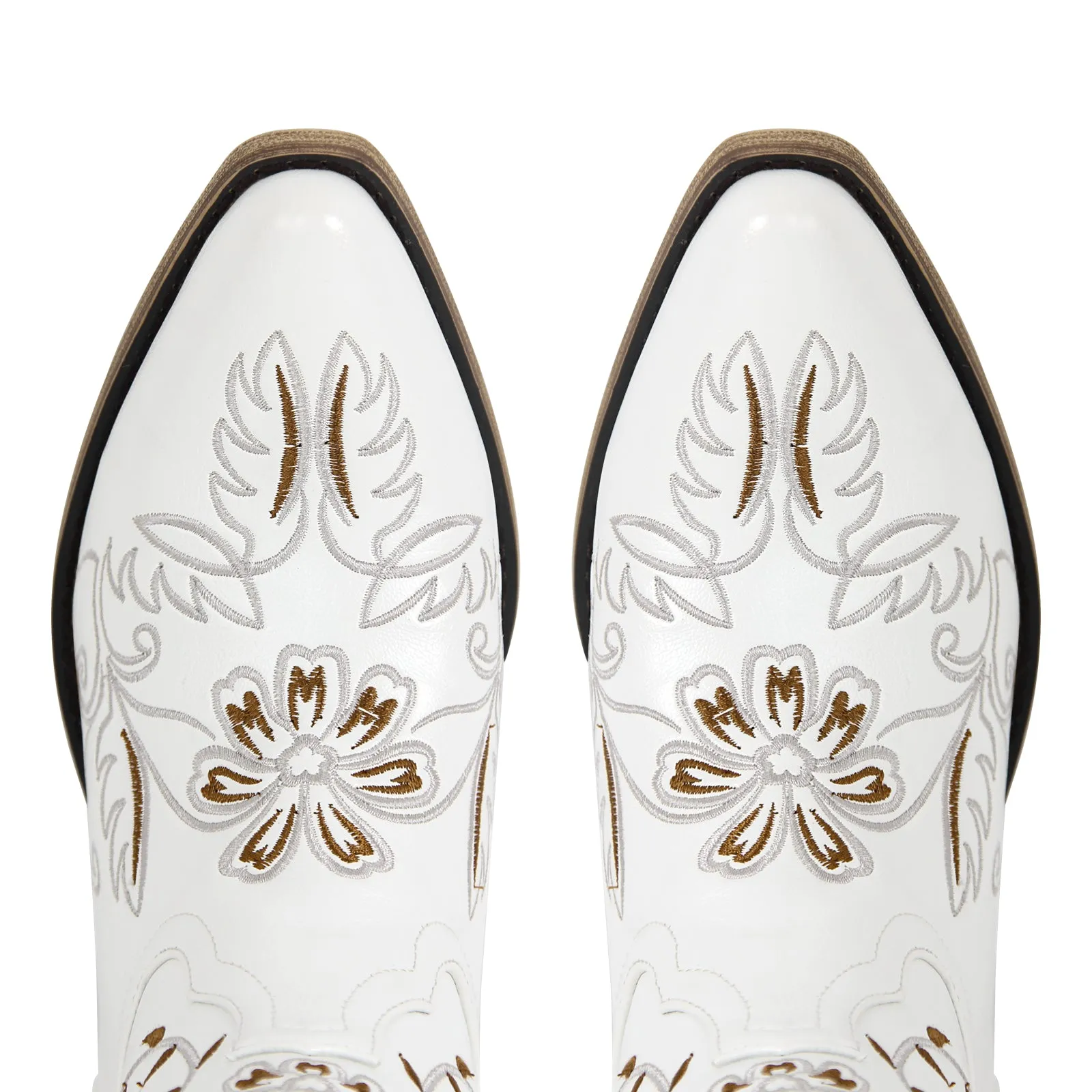 Pointed Toe Embroidery Western Ankle Boots