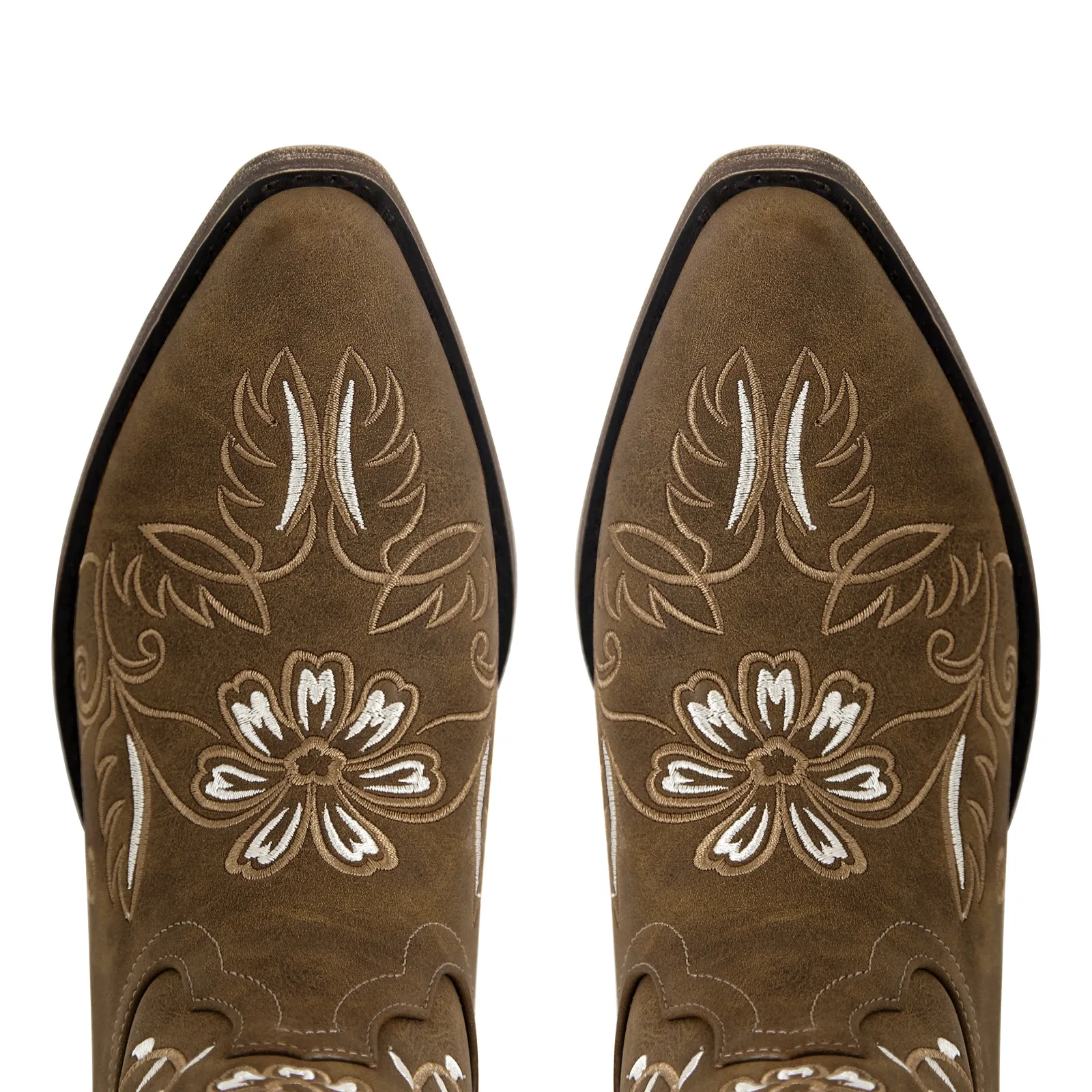 Pointed Toe Embroidery Western Ankle Boots