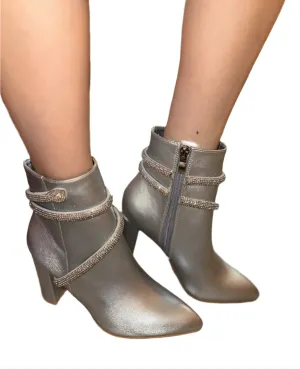 POINTED TOE STILETTO ANKLE BOOT WITH RHINESTONE DETAIL PATRICIA