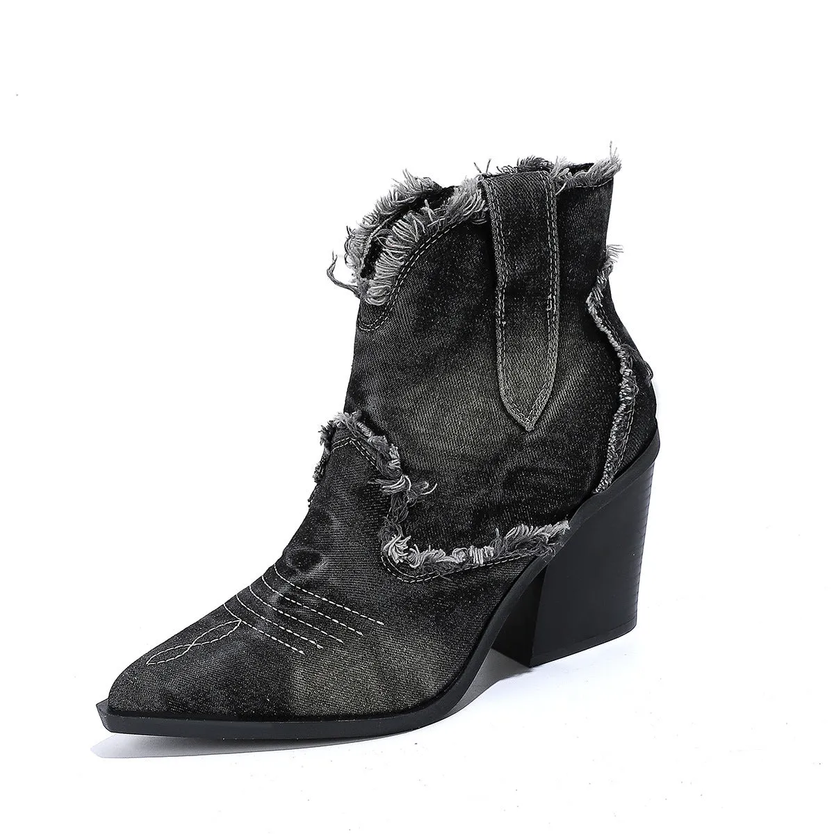 Pointed-toe Western Cowboy Ankle Boots