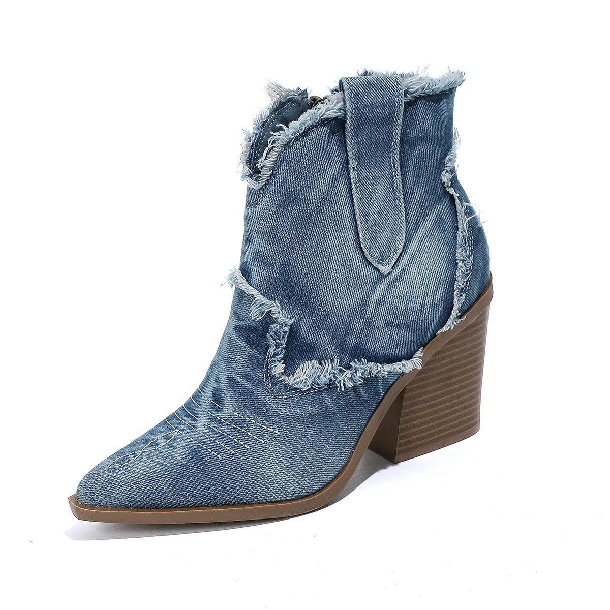 Pointed-toe Western Cowboy Ankle Boots