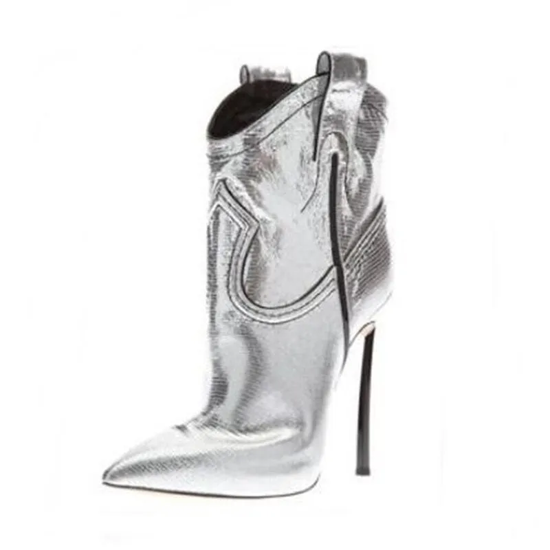 Pointy Toe Blade Heels Zipper Ankle Bootie Sexy Popular Party Dress Shoes