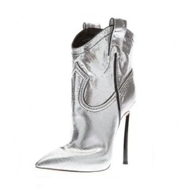Pointy Toe Blade Heels Zipper Ankle Bootie Sexy Popular Party Dress Shoes