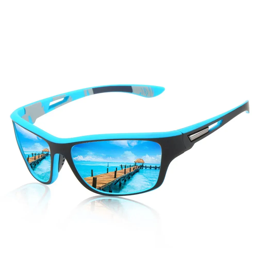Polarized Sports Sunglasses Fishing Sunglasses for Men Women Driving Shades Cycling Camping Hiking Sun Glasses UV400 Eyewear Blue