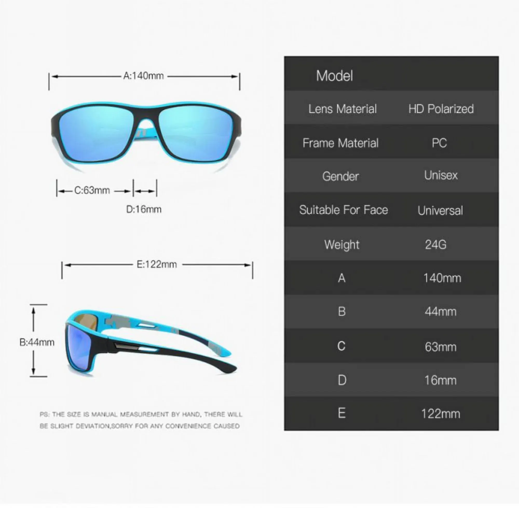 Polarized Sports Sunglasses Fishing Sunglasses for Men Women Driving Shades Cycling Camping Hiking Sun Glasses UV400 Eyewear Blue