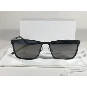 Polaroid Polarized Rectangle Sunglasses Matte Black Steel Frame Gold Gray Mirror Lens PLD2047S 0I46-LM