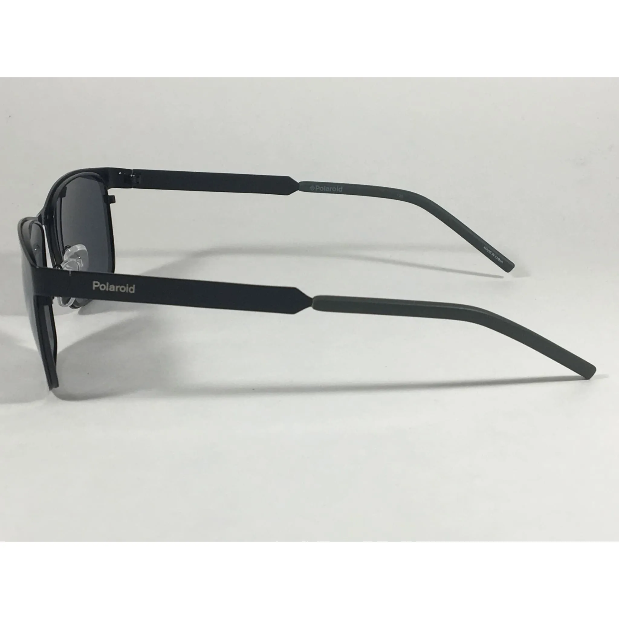 Polaroid Polarized Rectangle Sunglasses Matte Black Steel Frame Gold Gray Mirror Lens PLD2047S 0I46-LM