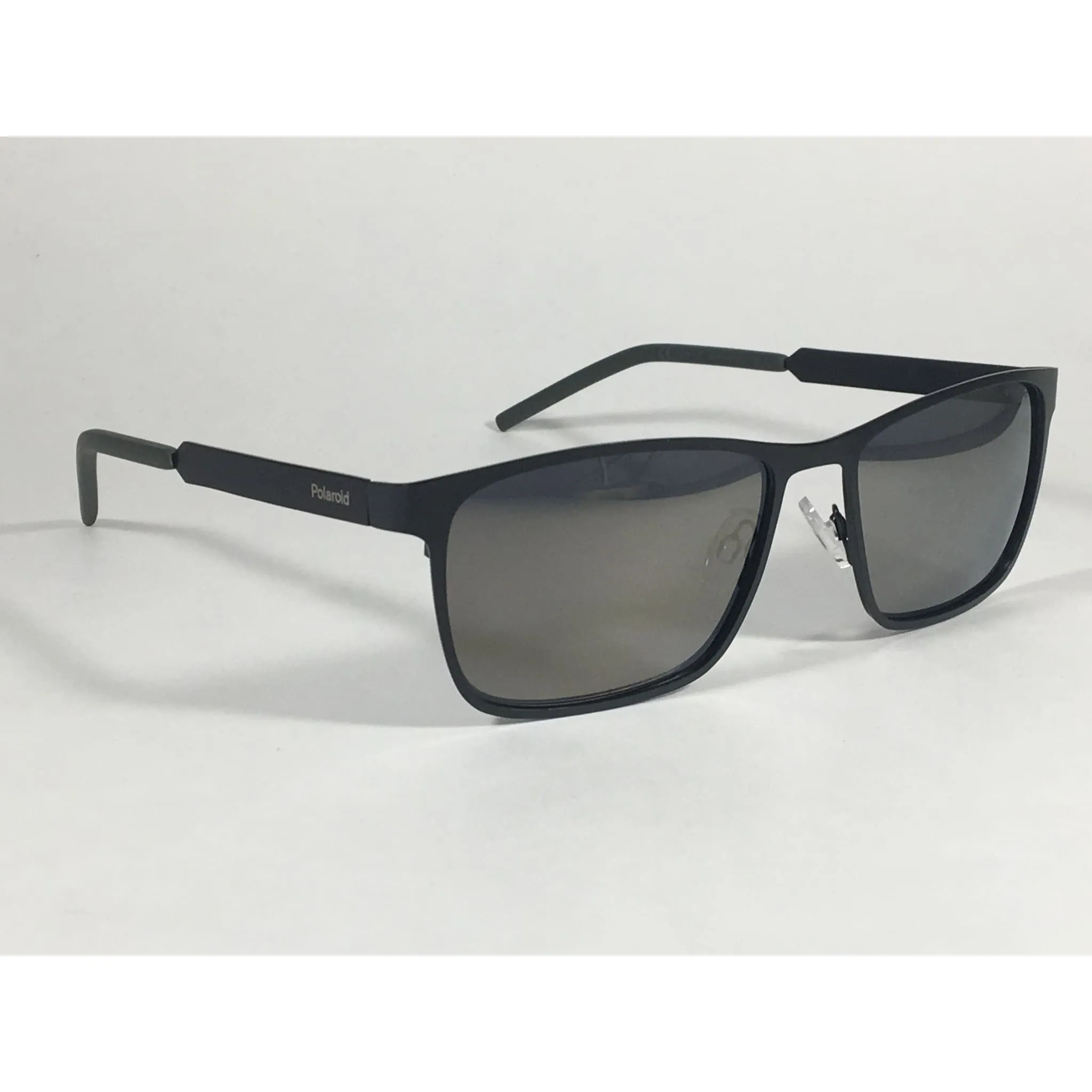 Polaroid Polarized Rectangle Sunglasses Matte Black Steel Frame Gold Gray Mirror Lens PLD2047S 0I46-LM