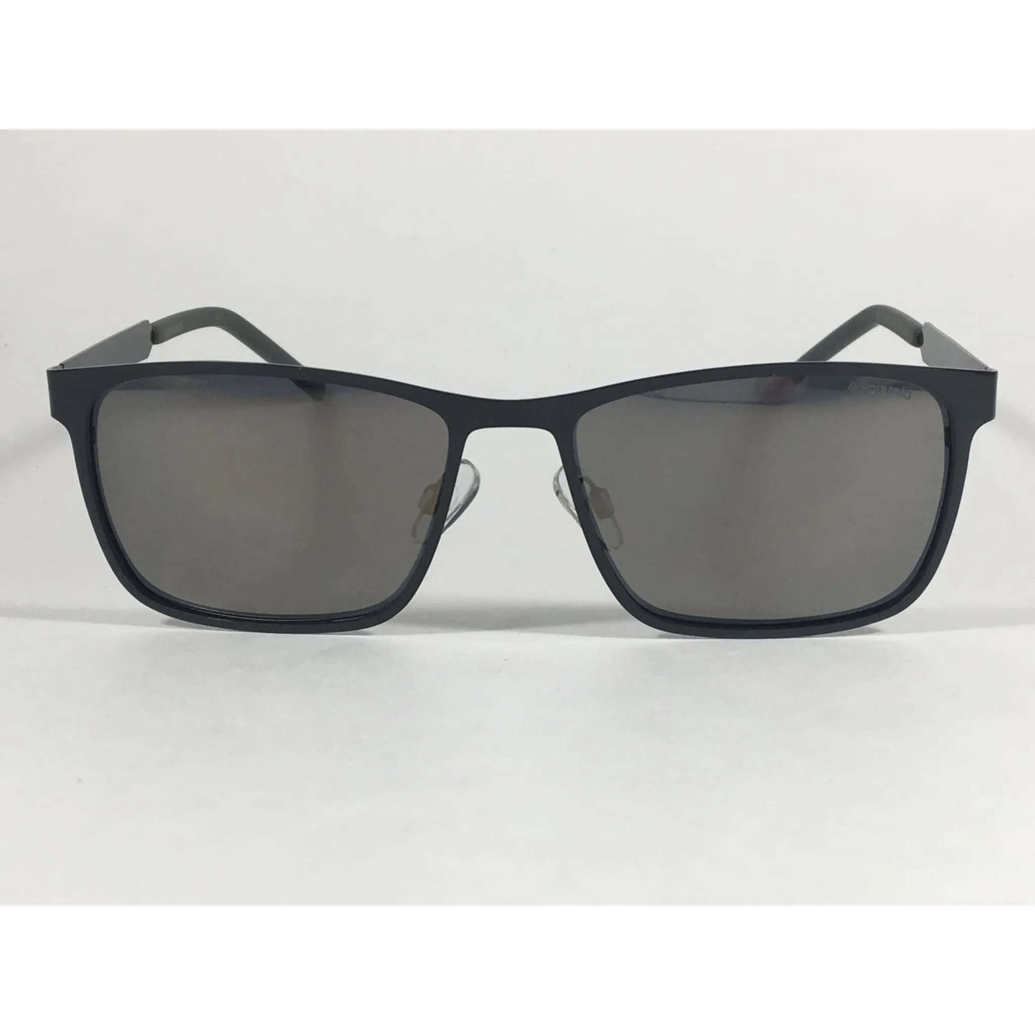 Polaroid Polarized Rectangle Sunglasses Matte Black Steel Frame Gold Gray Mirror Lens PLD2047S 0I46-LM