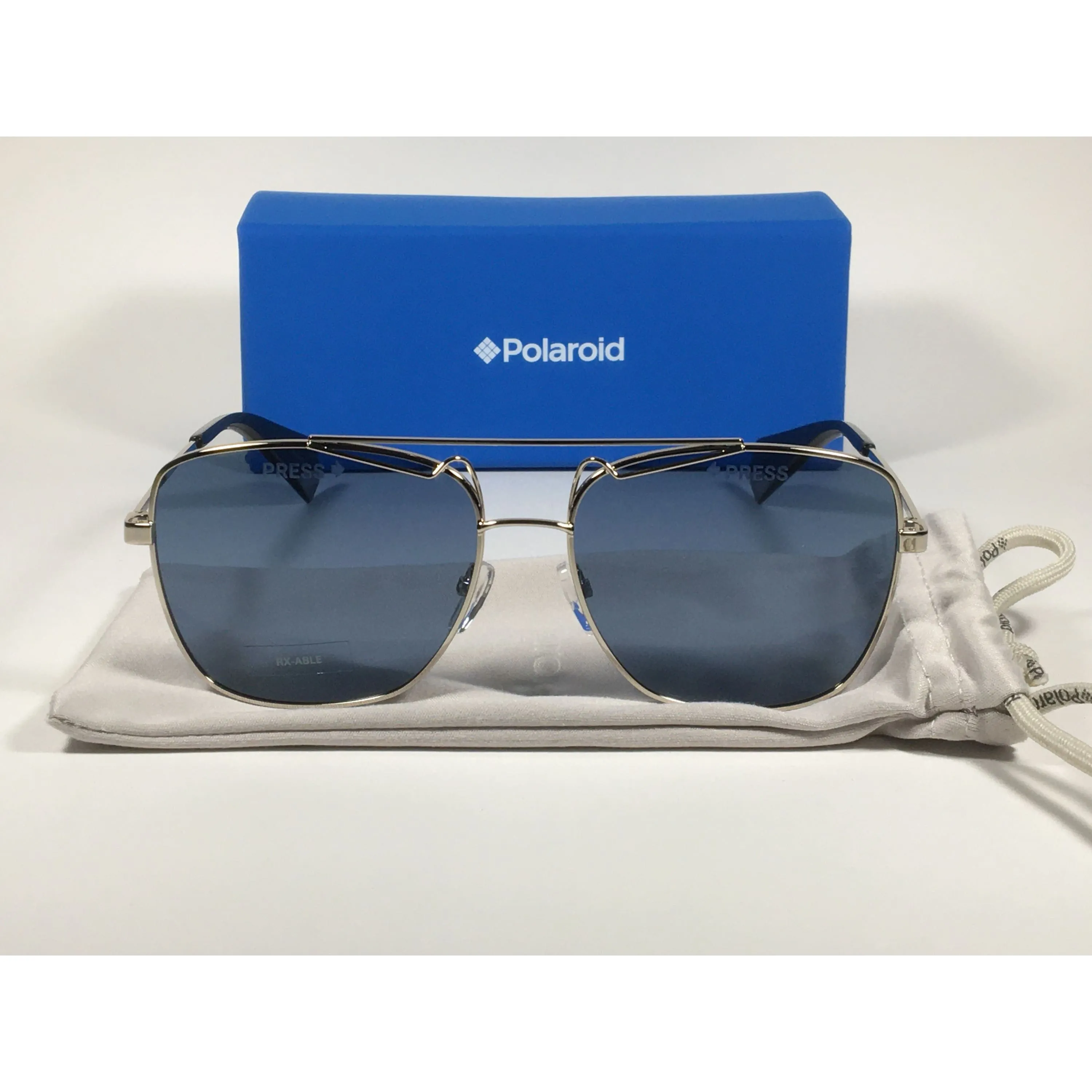 Polaroid Polarized Sunglasses Light Gold Frame Gray Blue Lens PLD6049SX 3YG-3C
