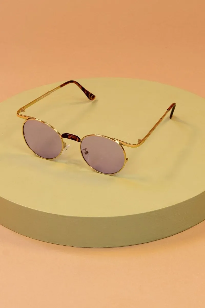 Powder Farrah Gold Round Sunglasses