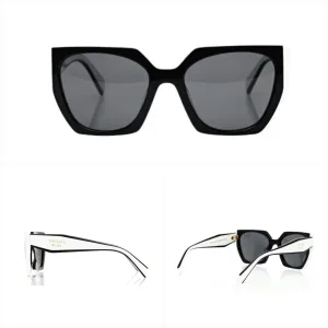 PRADA Acetate Black White Cat Eye Sunglasses