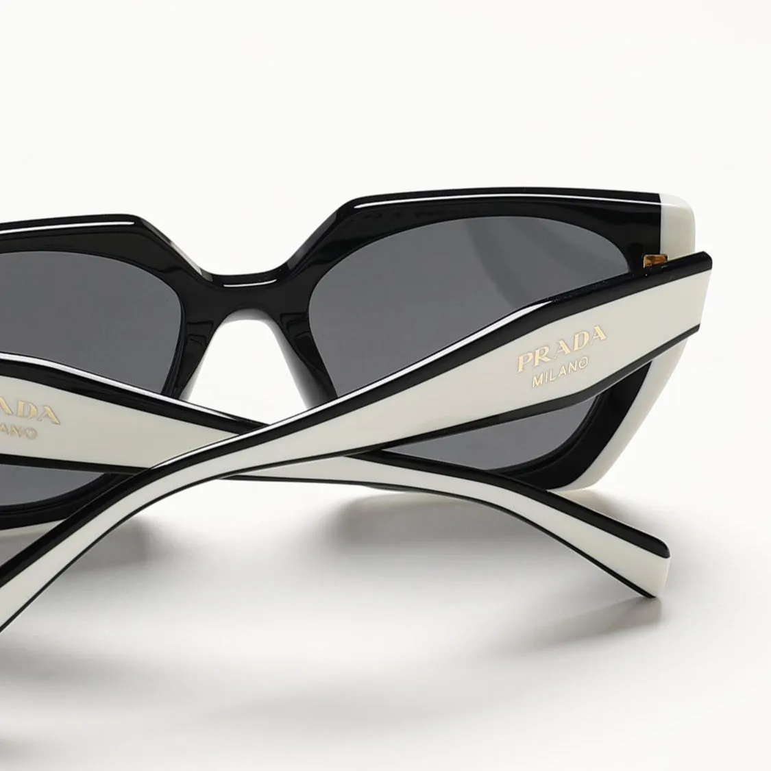 PRADA Acetate Black White Cat Eye Sunglasses