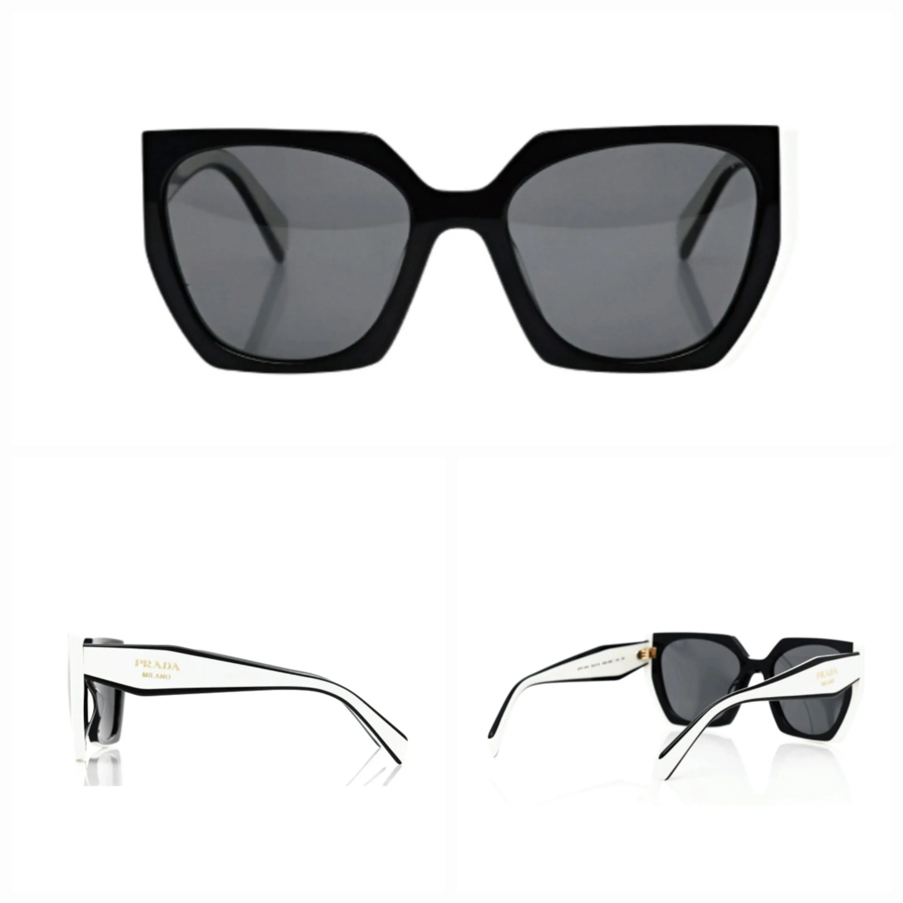 PRADA Acetate Black White Cat Eye Sunglasses