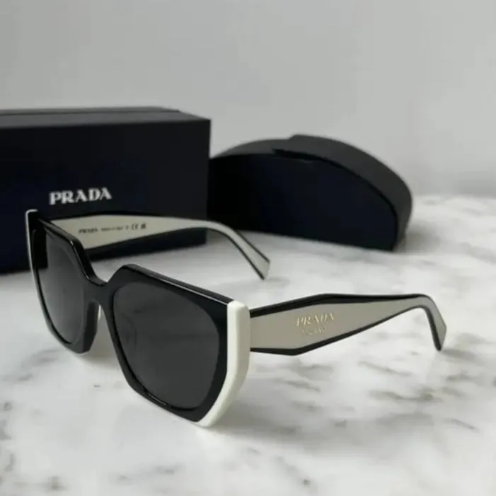 PRADA Acetate Black White Cat Eye Sunglasses