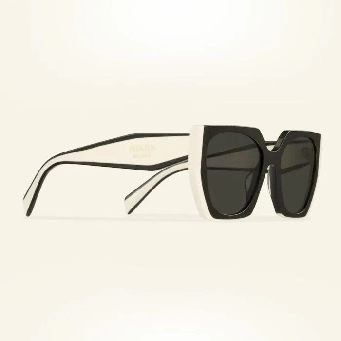 PRADA Acetate Black White Cat Eye Sunglasses